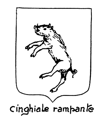 Bild des heraldischen Begriffs: Cinghiale rampante